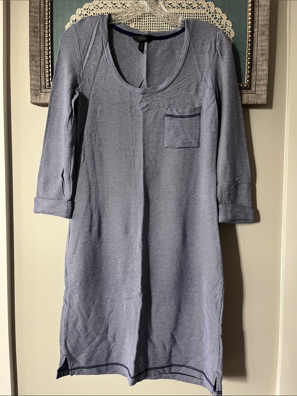 Soma Light Blue Heathered Midi Scoop-Neck Sleep Dress